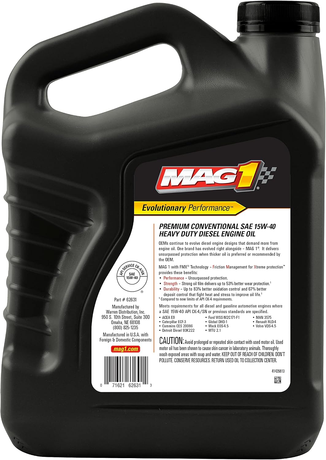 62631 SAE 15W-40 Premium Conventional Heavy Duty Diesel Engine Oil - 1 Gallon