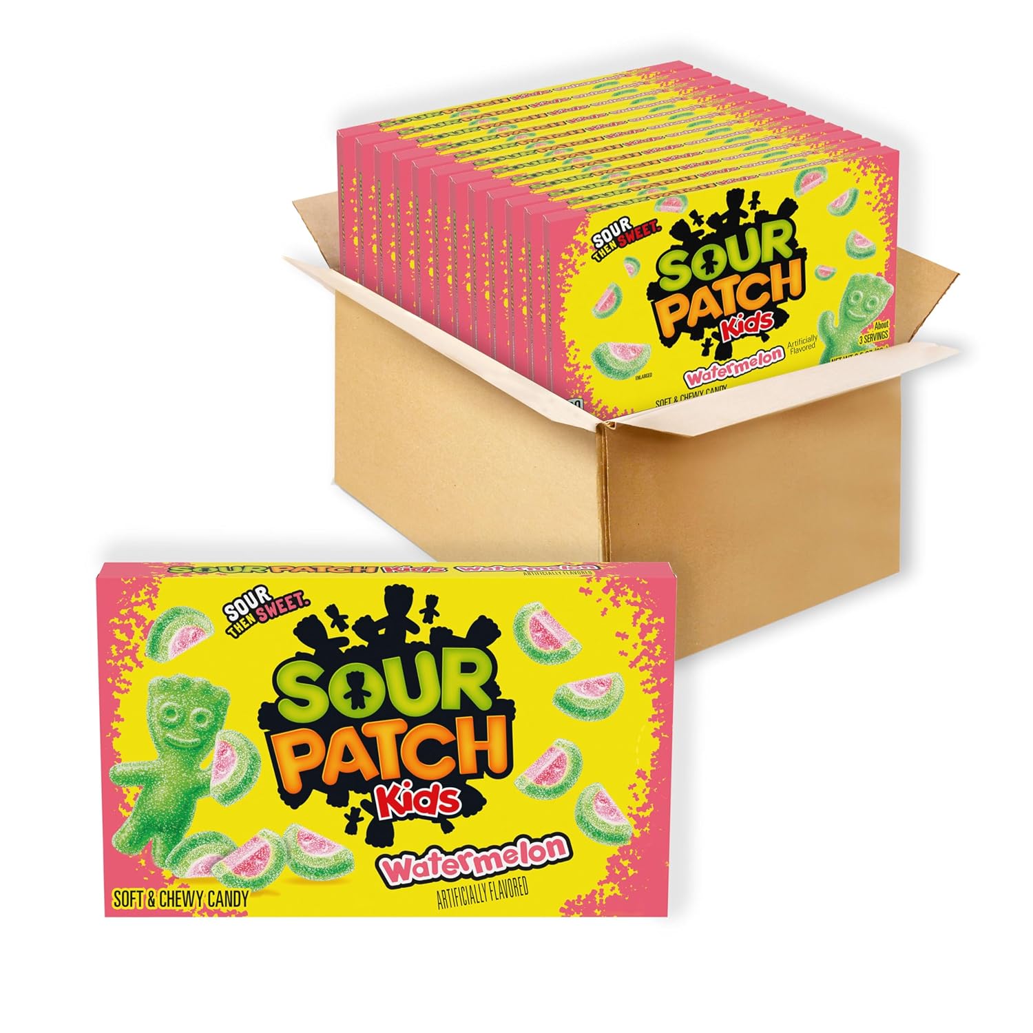 SOUR PATCH KIDS Watermelon Soft & Chewy Gummy Candy, Bulk Candy, 12 Boxes