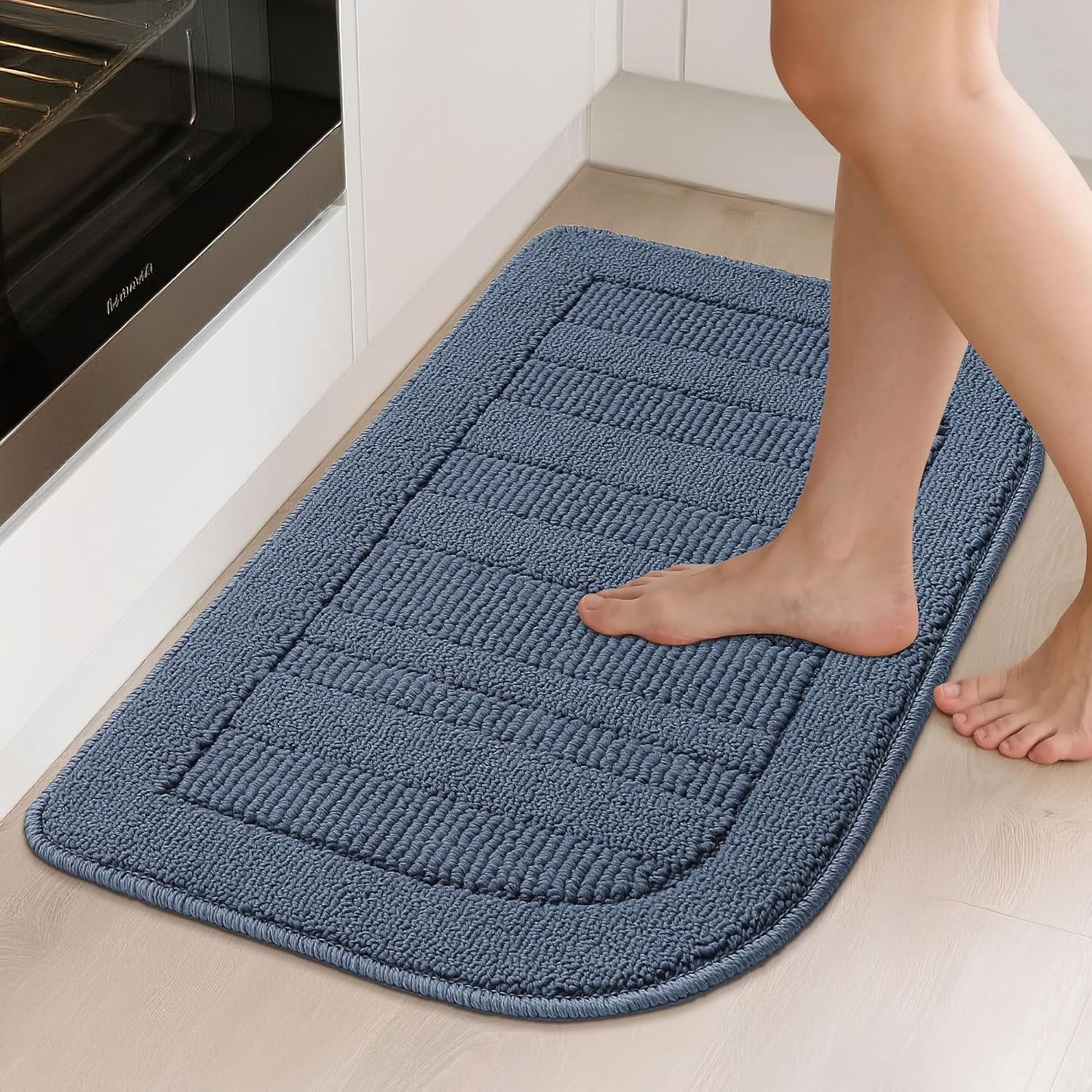 BEQHAUSE 30x18 Inch Kitchen Rugs Non Slip Washable Kitchen Sink Rug, Green