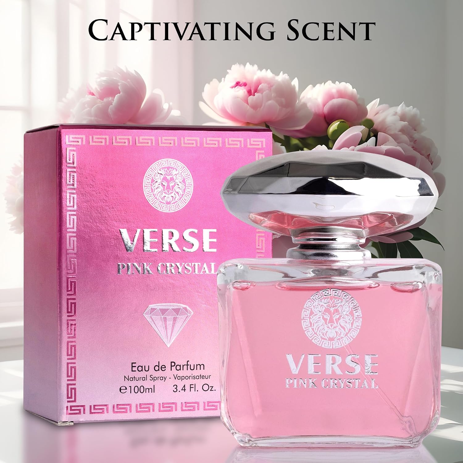 Verse Pink Crystal Eau De Parfum for Woman - Top Notes of Pomegranate, Yuzu & Iced Accord - Base Notes of Peony, Lotus, Magnolia, Amber