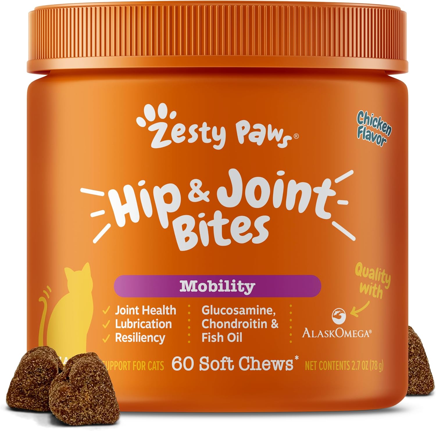 Zesty Paws Hip and Joint Supplement for Dogs - Glucosamine with Chondroitin, MSM, Vitamins C and E Dog Joint Relief - Mobility Bites Duck – 90 Count