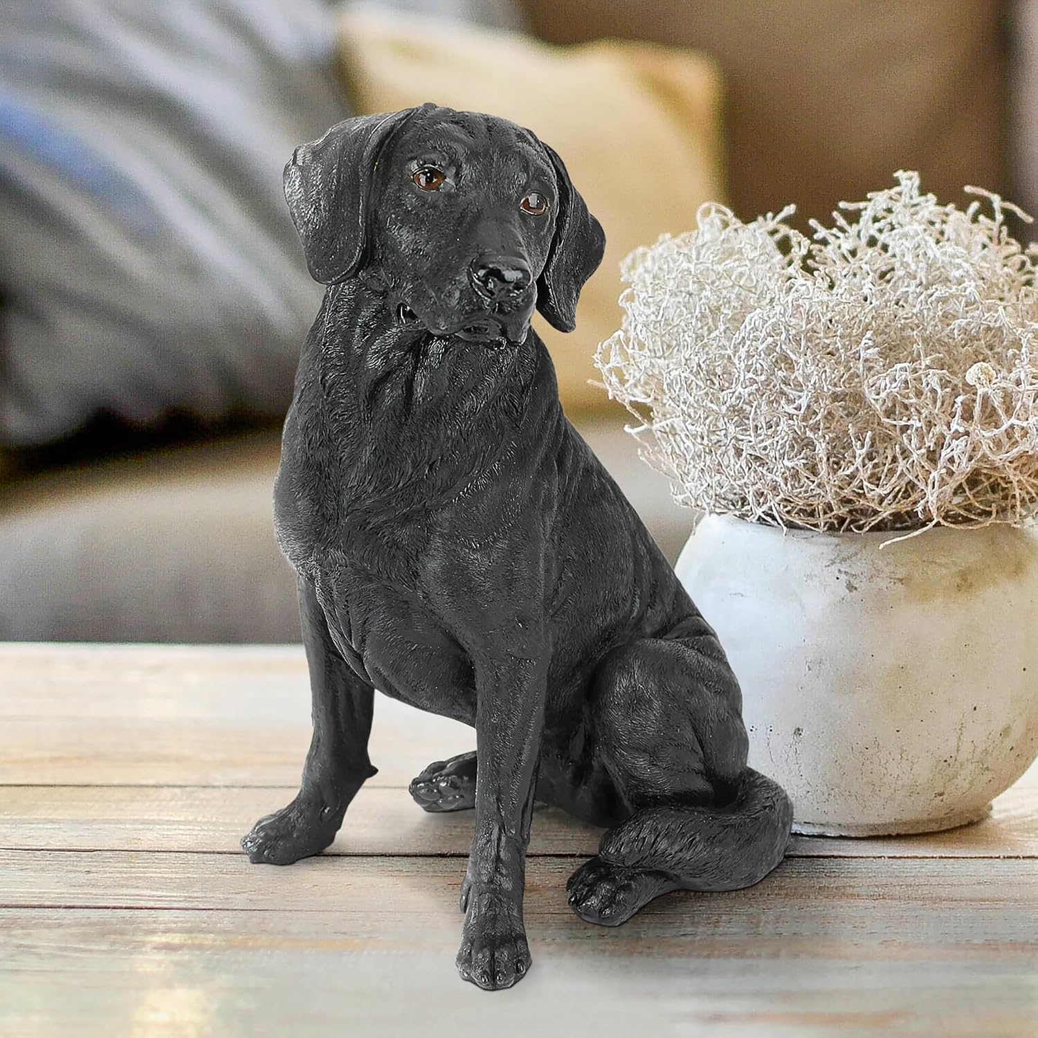 Design Toscano Labrador Retriever Dog Indoor/Outdoor Garden Statue, 9 Inch Wide, 15 Inch Tall, Cast Stone Resin, Black Painted Finish