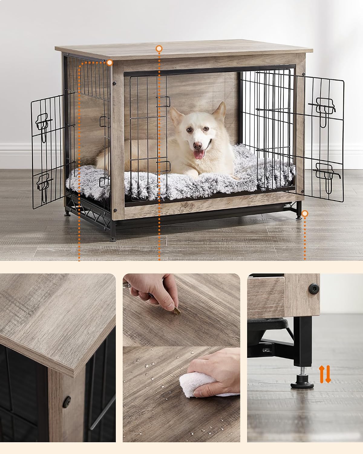 Feandrea 27.2" Dog Crate Furniture, Indoor Dog Kennel Side End Table
