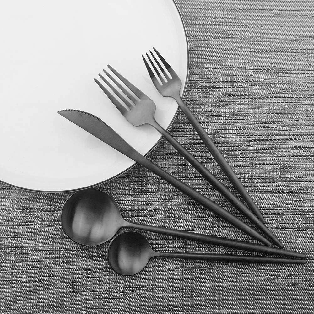 JASHII Luxury 18/10 Rainbow Flatware Set - 304 Stainless Steel Colorful Cutlery - 5-Piece Adaline Royal Modern Satin Finish for Birthday
