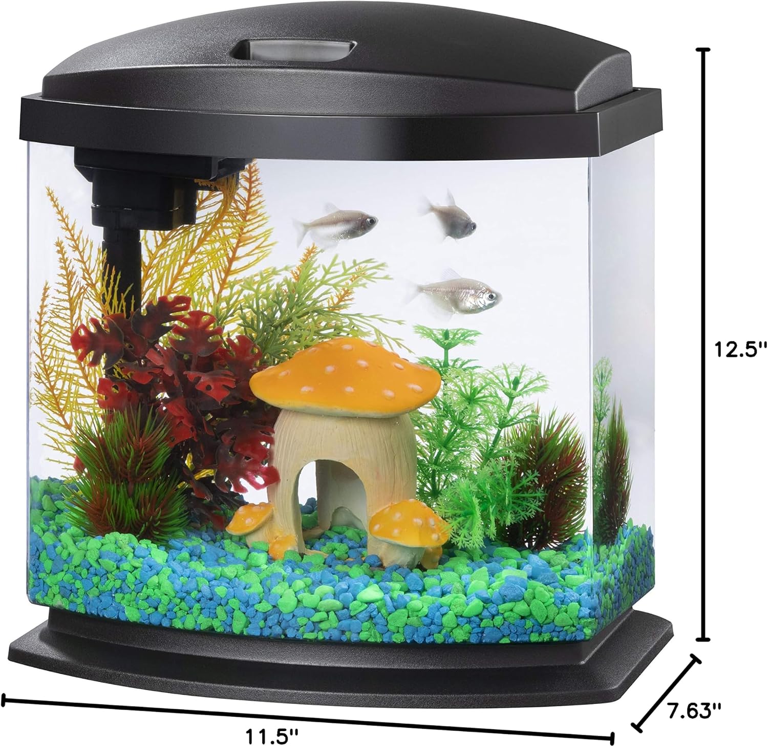 Aqueon LED MiniBow Small Aquarium Fish Tank Kit with SmartClean Technology, Blue, 1 Gallon