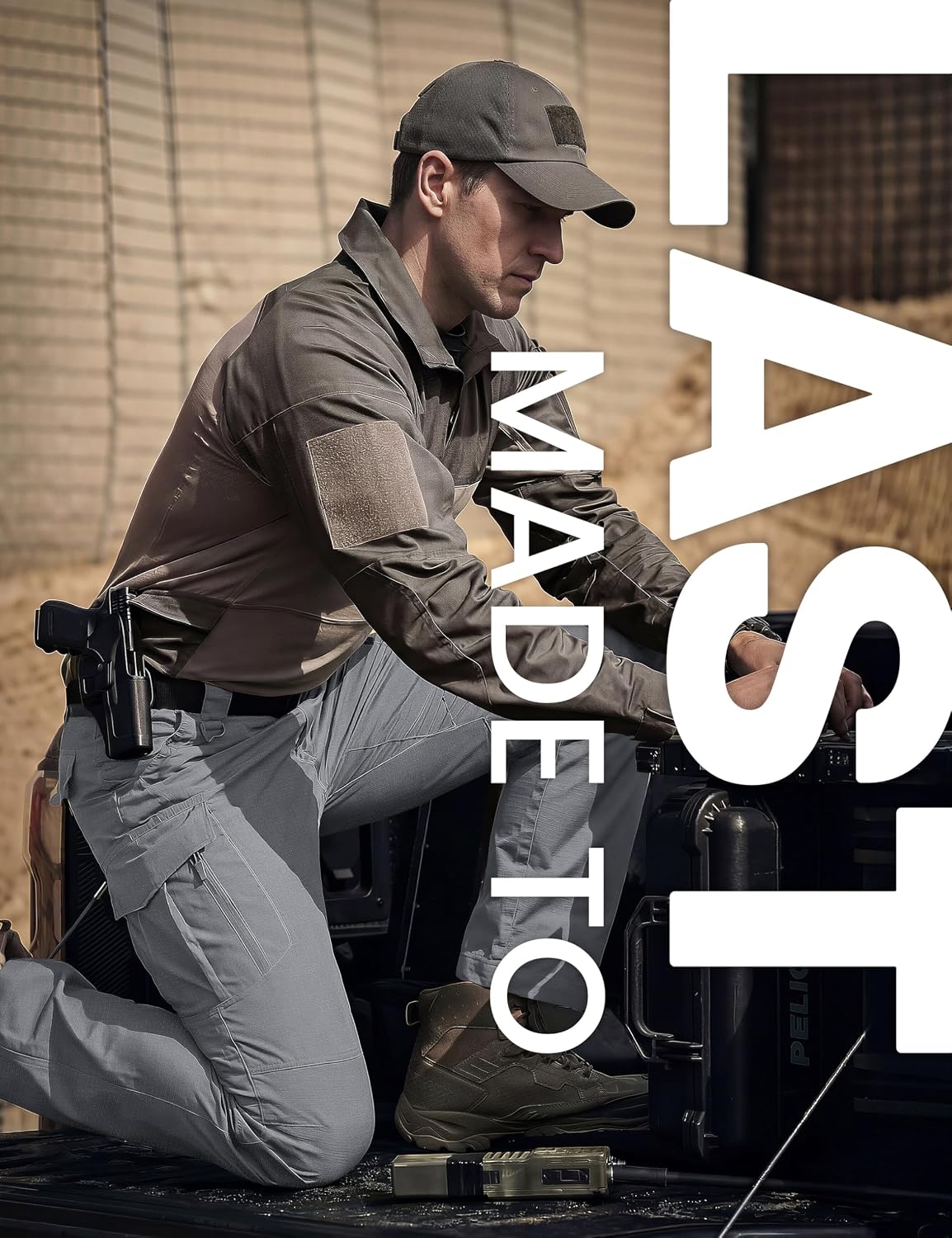 TACVASEN Men's Tactical Pants Waterproof Hiking Work Pants for Men Construction Stretch Cargo Trousers 9 Pockets
