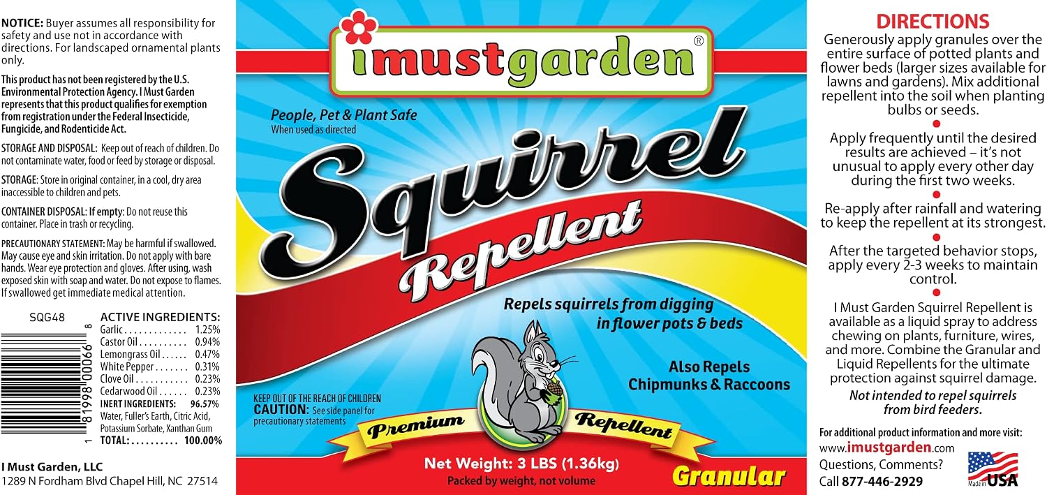 I Must Garden Squirrel Repellent: Stops Digging in Gardens/Pots/Beds - 3lb
