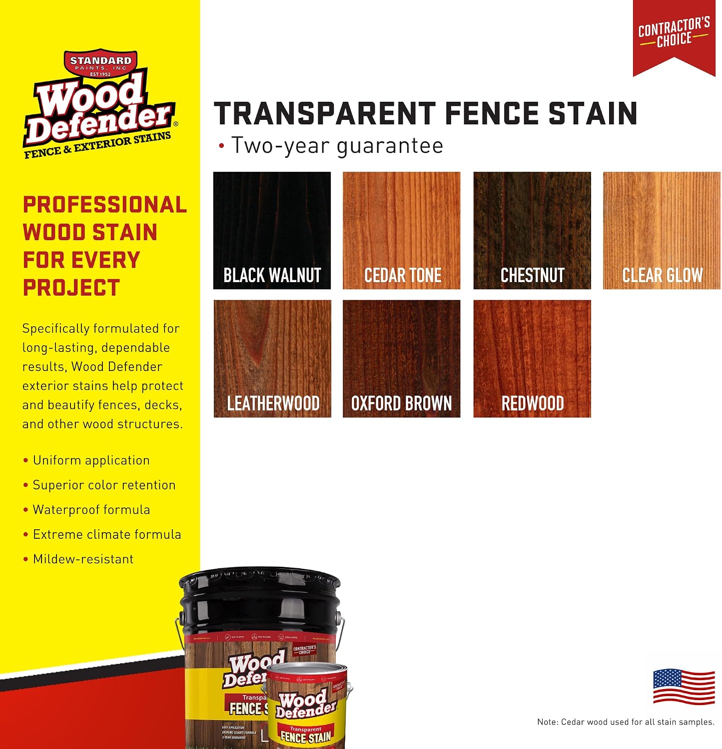 Wood Defender Transparent Fence Wood Stain and Seal in One, Oil-Based Penetrating Sealer, Professional-Grade, Long-Lasting, Weather-Resistant Protector, Redwood, 5-Gallon