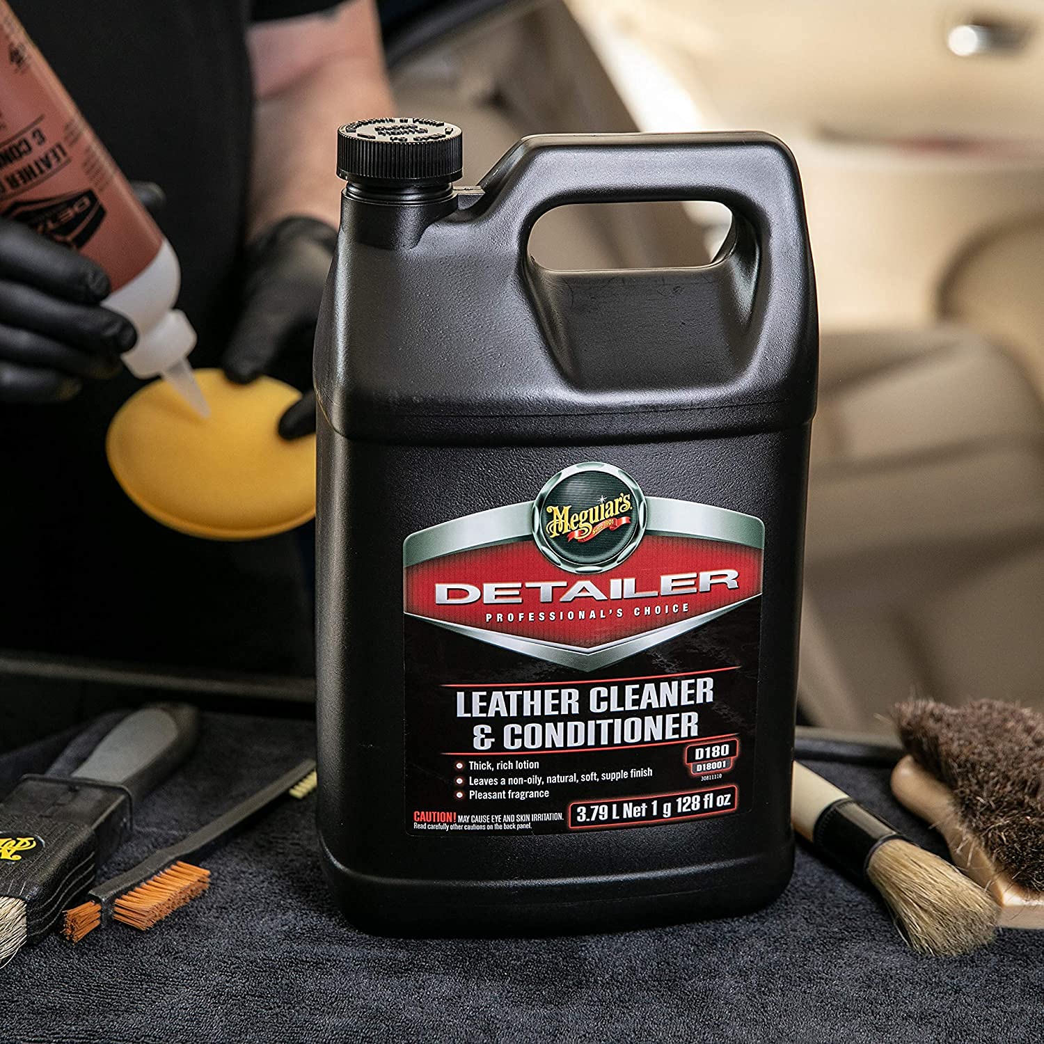 Meguiar’s Professional Leather Cleaner & Conditioner D18001 - 1 Gallon Leather Cleaner & Conditioner Specifically Formulated for Automotive