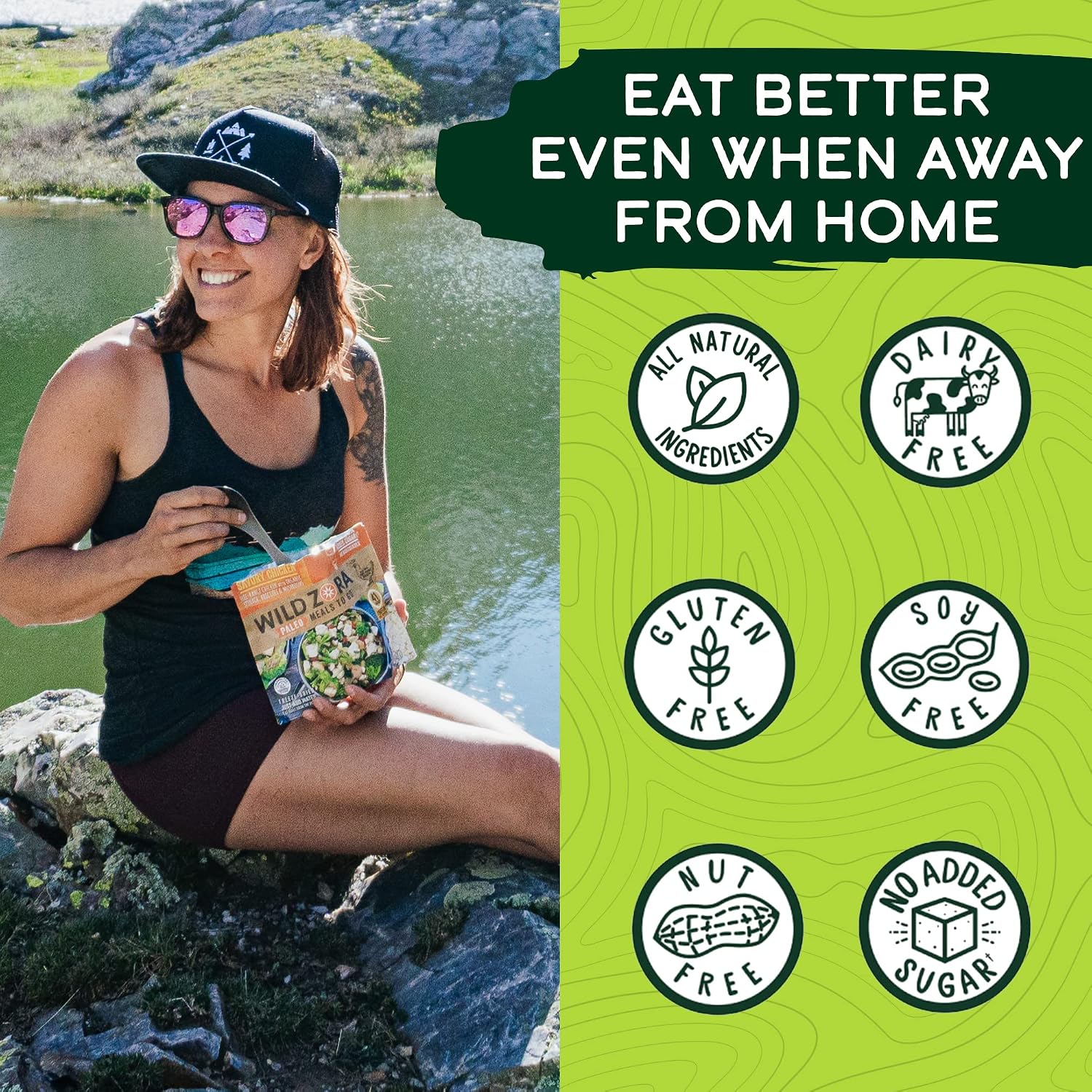 Wild Zora Paleo Freeze Dried Meals for Backpacking & Camping - Healthy Gluten Free & Grain Free Camping Meals/Backpacking Food + No Added Sugar - Great for Travel (Cliffside Coconut Berry 2-Pack)