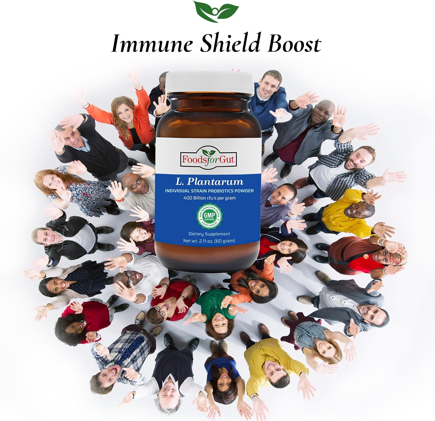 Foods For Gut Lactobacillus Plantarum Probiotic Powder 400 Billion cfu's | Made in USA | No Additives | Direct from Manufacturer | No Third-Party