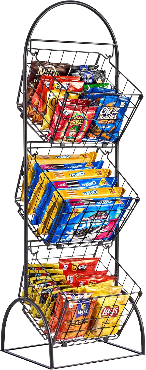 Sorbus 3-Tier Wire Market Basket Storage for Fruit, Vegetables, Toiletries, Household Items, Stylish Tiered Serving Stand for Kitchen