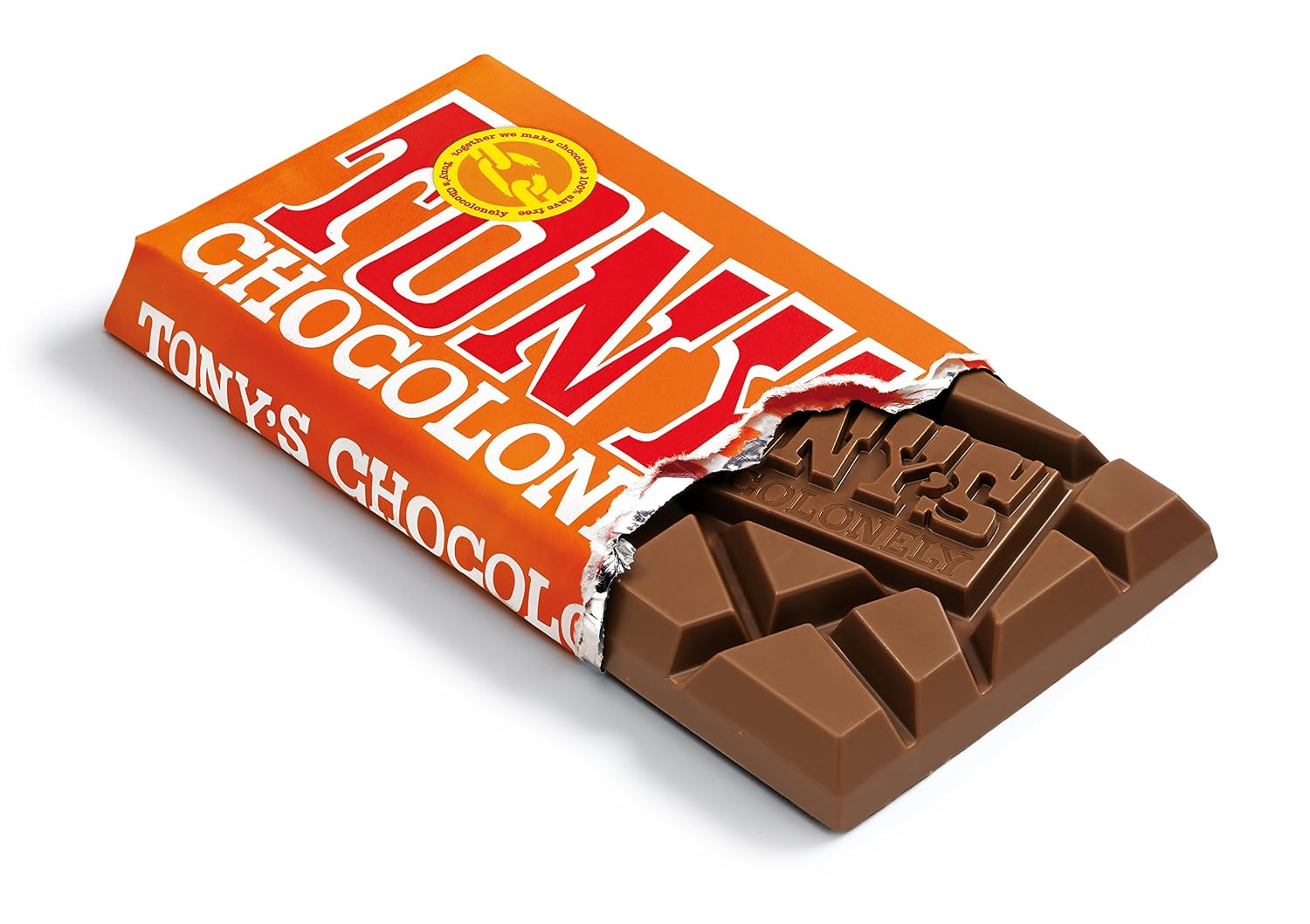 Tony’s Chocolonely 32% Milk Chocolate Caramel Sea Salt Bars, No Artificial Flavoring, Fairtrade & B Corp Certified, 6.35 Ounce (15 Bars)