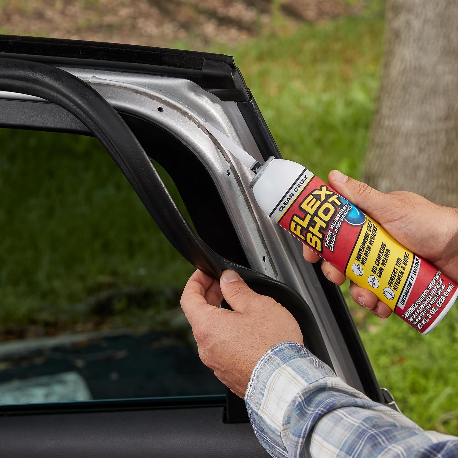 Flex Shot, Flexible Rubber Silicone Sealant, Waterproof Caulk, UV Resistant, No Caulk Gun Needed, Perfect for Kitchen, Bath, Showers, Sinks, Baseboards, Black, 8oz, 1-Pack