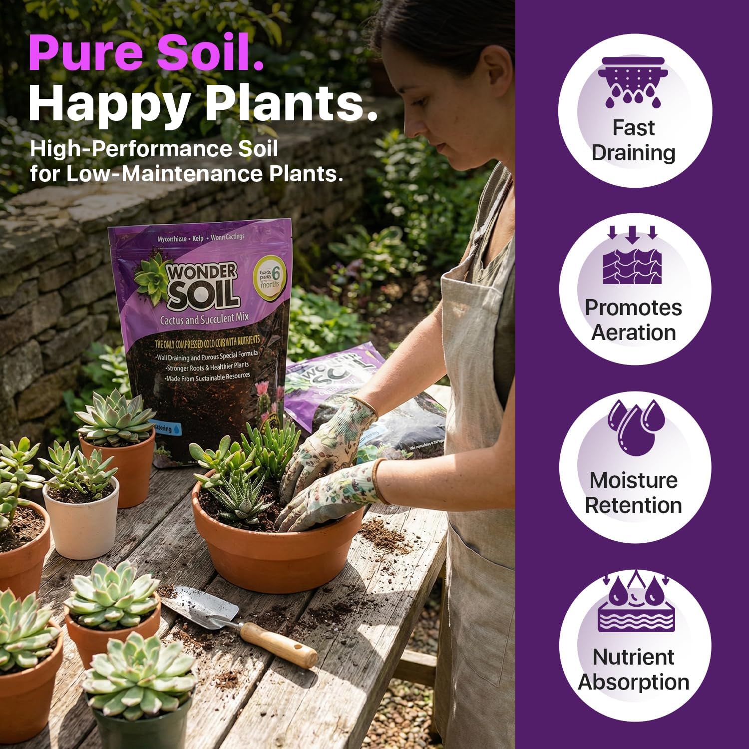 | Organic Cactus & Succulent Soil Mix (12 Quarts) | Fast Draining Living Coco Coir Loaded w/Nutrients | Ready to Plant Indoor/Outdoor Peat-Free