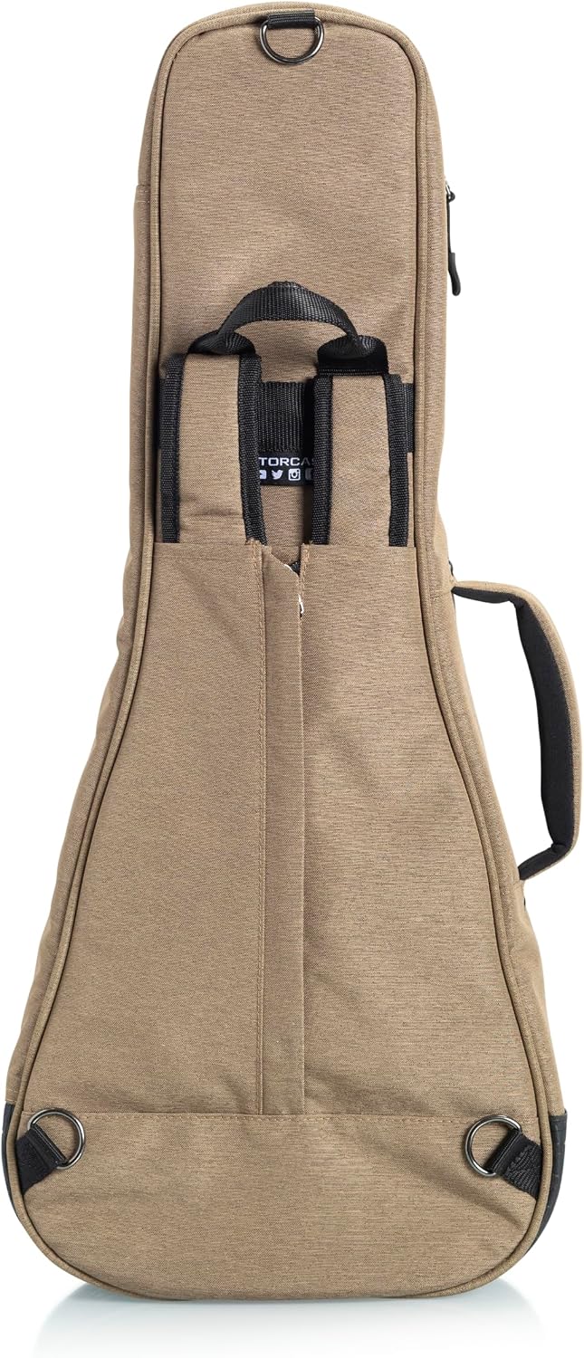 Gator Cases Transit Series Lightweight Bass Guitar Gig Bag with Back Pack Straps and Rubberized Base, Tan Exterior (GT-BASS-TAN)