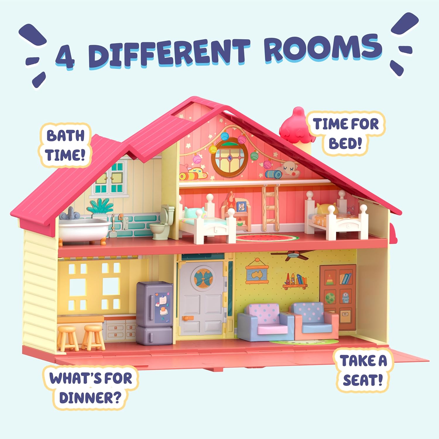 Bluey Toy House Mega Bundle, Family Home & BBQ Playhouse, Ages 3-5