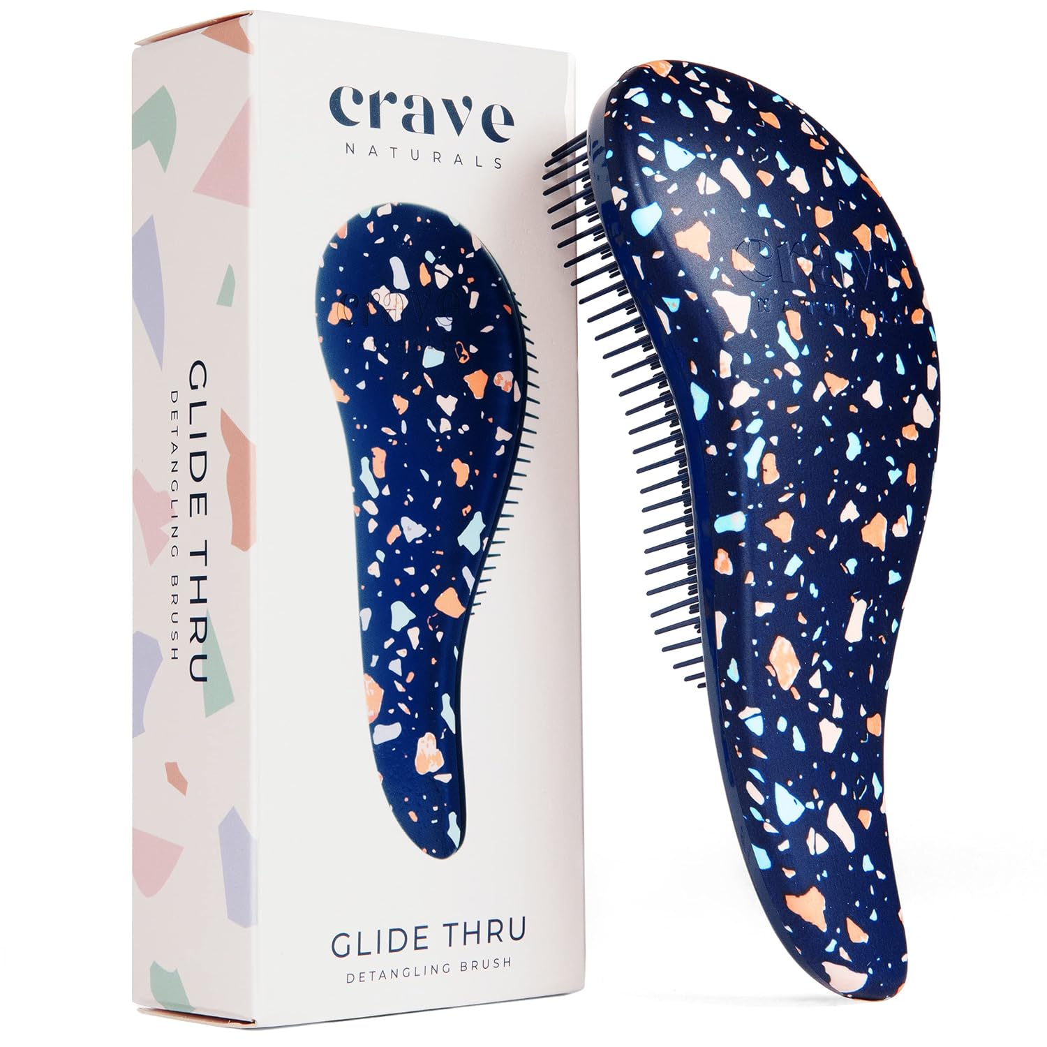 Crave Naturals Glide Thru Hair Brush - Detangler Brush for Curly, Straight, Wet or Dry Hair - Gentle Detangling Brushes for Adults, Kids, Toddlers - Hair Accessories for Women, 7.5x3" - Pink