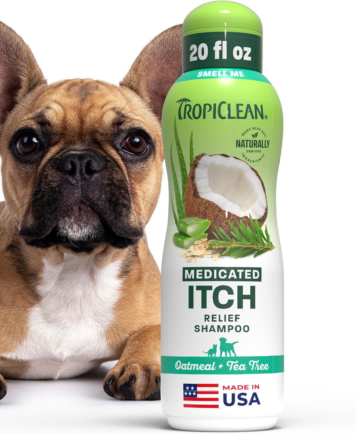 TropiClean Deodorizing Dog Shampoo for Smelly Pets, Long Lasting Odor Control, Puppy Safe, Made in the USA, Berry Scent, Cat Friendly, 20oz.