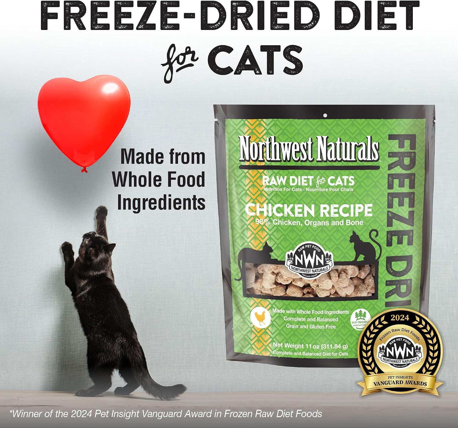Northwest Naturals Freeze-Dried Turkey Cat & Kitten Food – Bite-Sized Nibbles – Healthy, Limited, Human-Grade Ingredients, All-Natural, High-Protein Raw Diet – Complete & Balanced, Made in USA, 11 oz