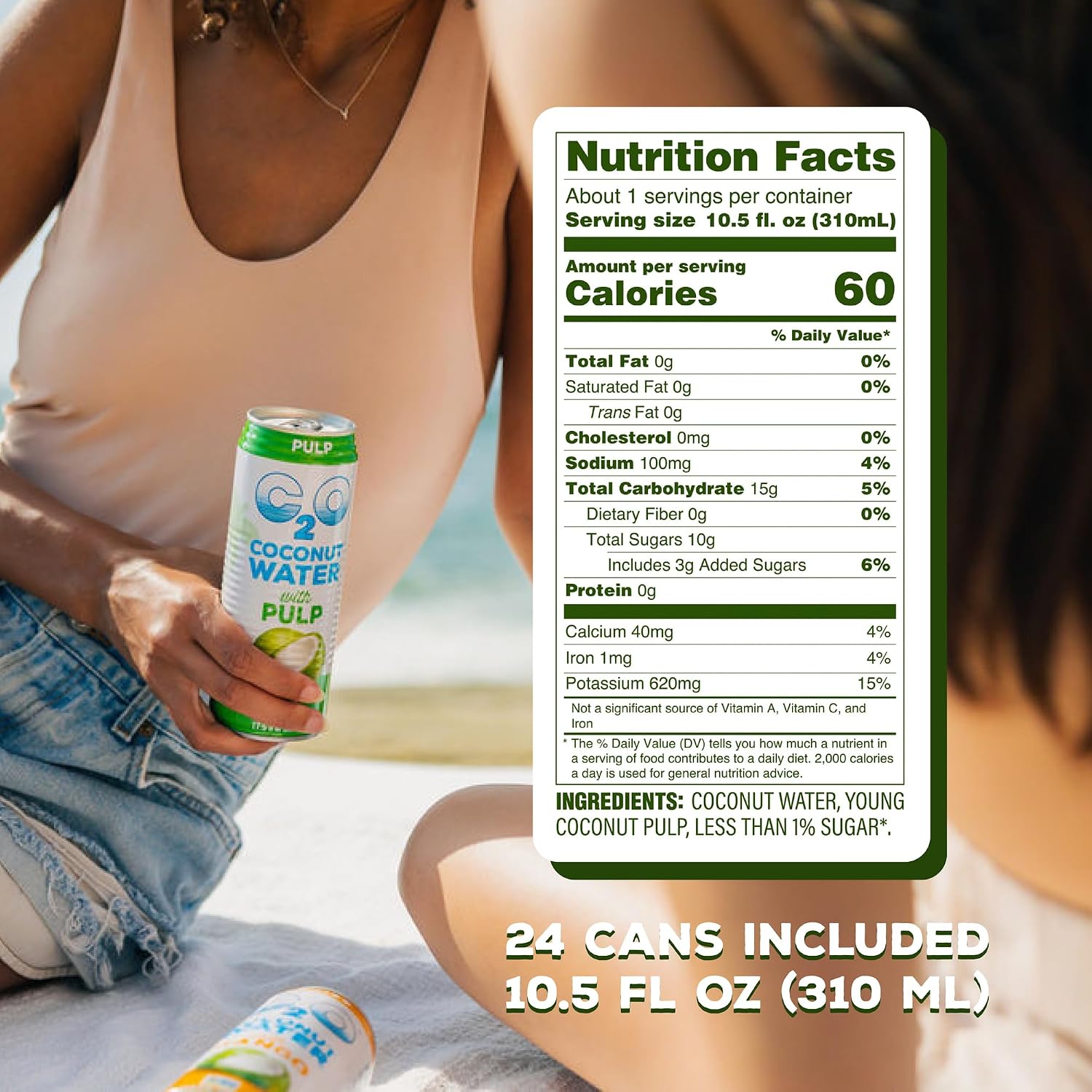 C2O - Coconut Water with Pineapple (12 Pack) - Made with Fresh Coconut Water - Plant Based - Non GMO - Canned Water - Natural Hydration, Essential Electrolytes, & Potassium - 12 Cans, 17.5 FL OZ