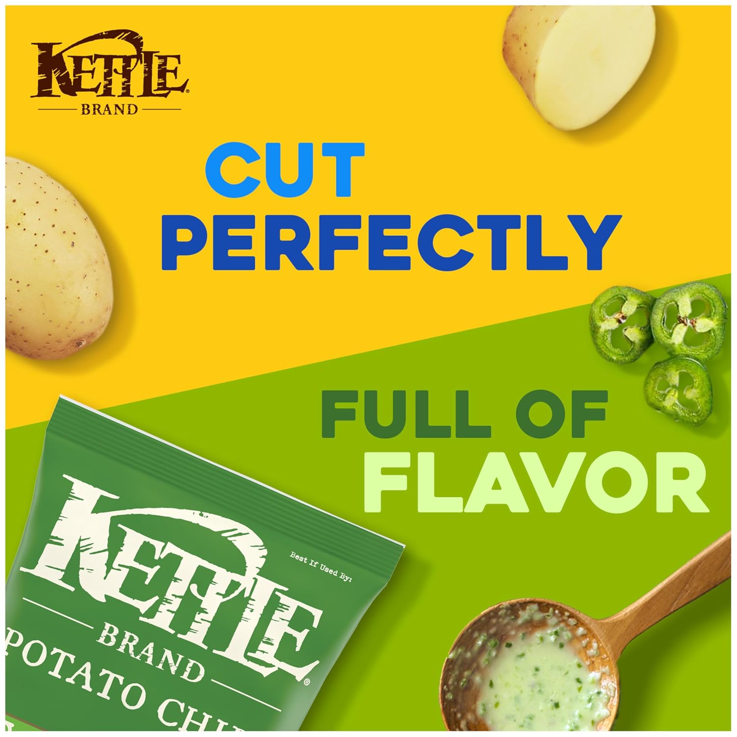 Kettle Brand Potato Chips, Jalapeno Kettle Chips, Party Size, 13 Oz