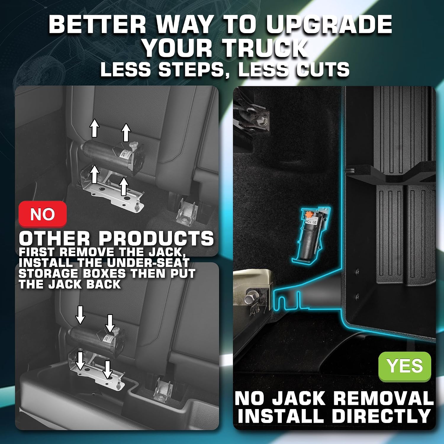 Rear Truck Underseat Storage Box, Fit 2017-2026 Ford F-250 F-350 Super Duty and 2015-2026 Ford F-150 SuperCrew Crew Cab Heavy Duty Rear Under Back Seat Box Organizer, Anti Slip
