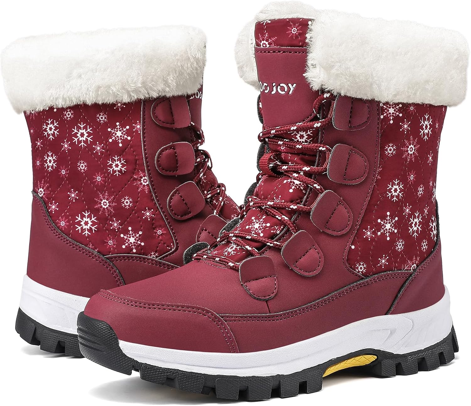 COOJOY Womens Waterproof Winter Snow Boots Warm Shoes Furry Mid Calf Lightweight Walking Hiking Booties