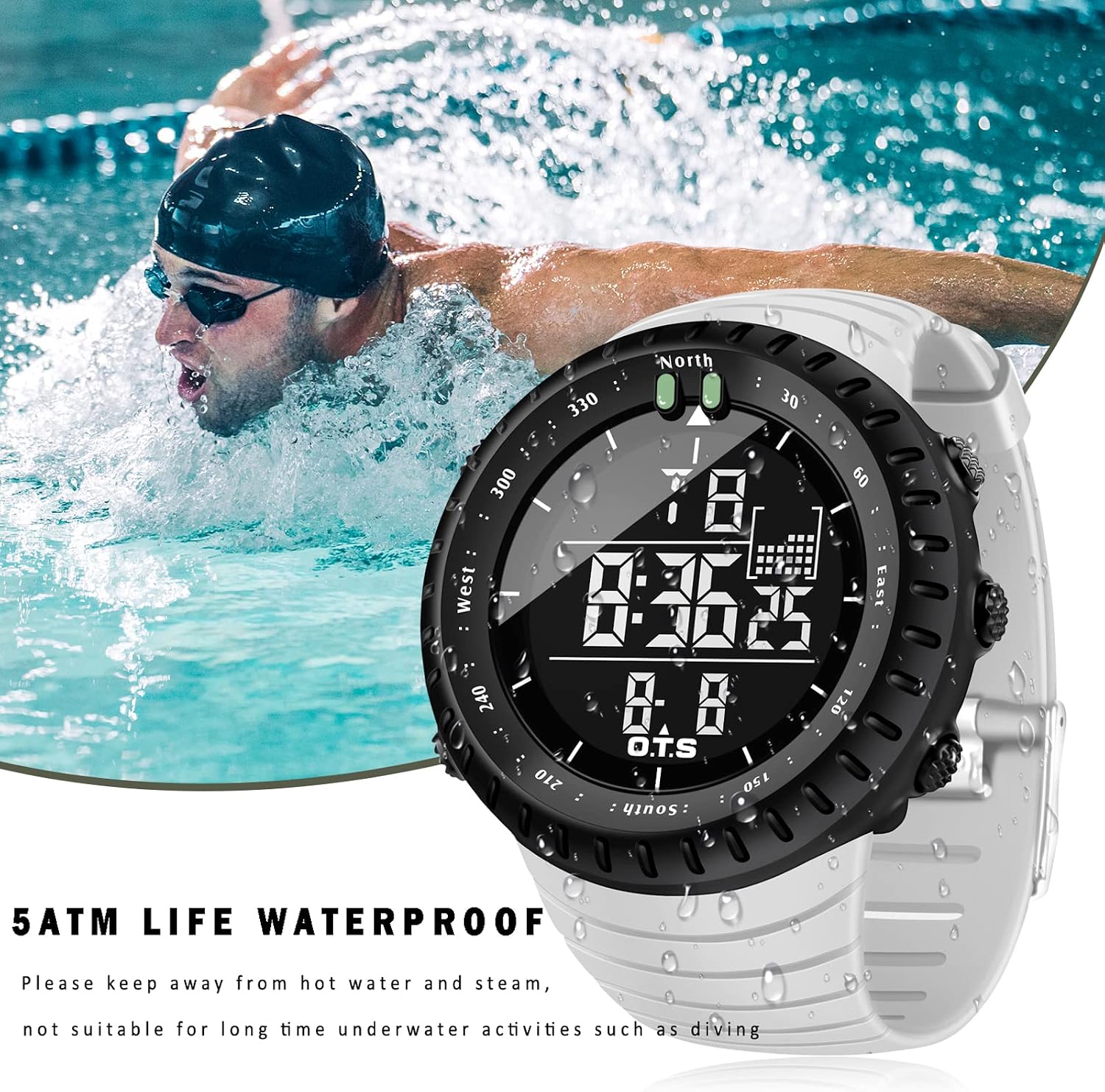 PALADA Men's Digital Sports Watch Waterproof Tactical Watch with LED Backlight Watches for Men
