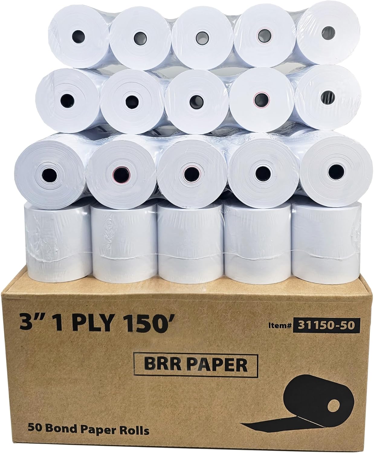 (50 Rolls) 3 1/8 x 230 Thermal Paper Receipt Rolls (55 GSM Premium Quality German Paper) Fits All POS Cash Registers BPA Free - BuyRegisterRolls