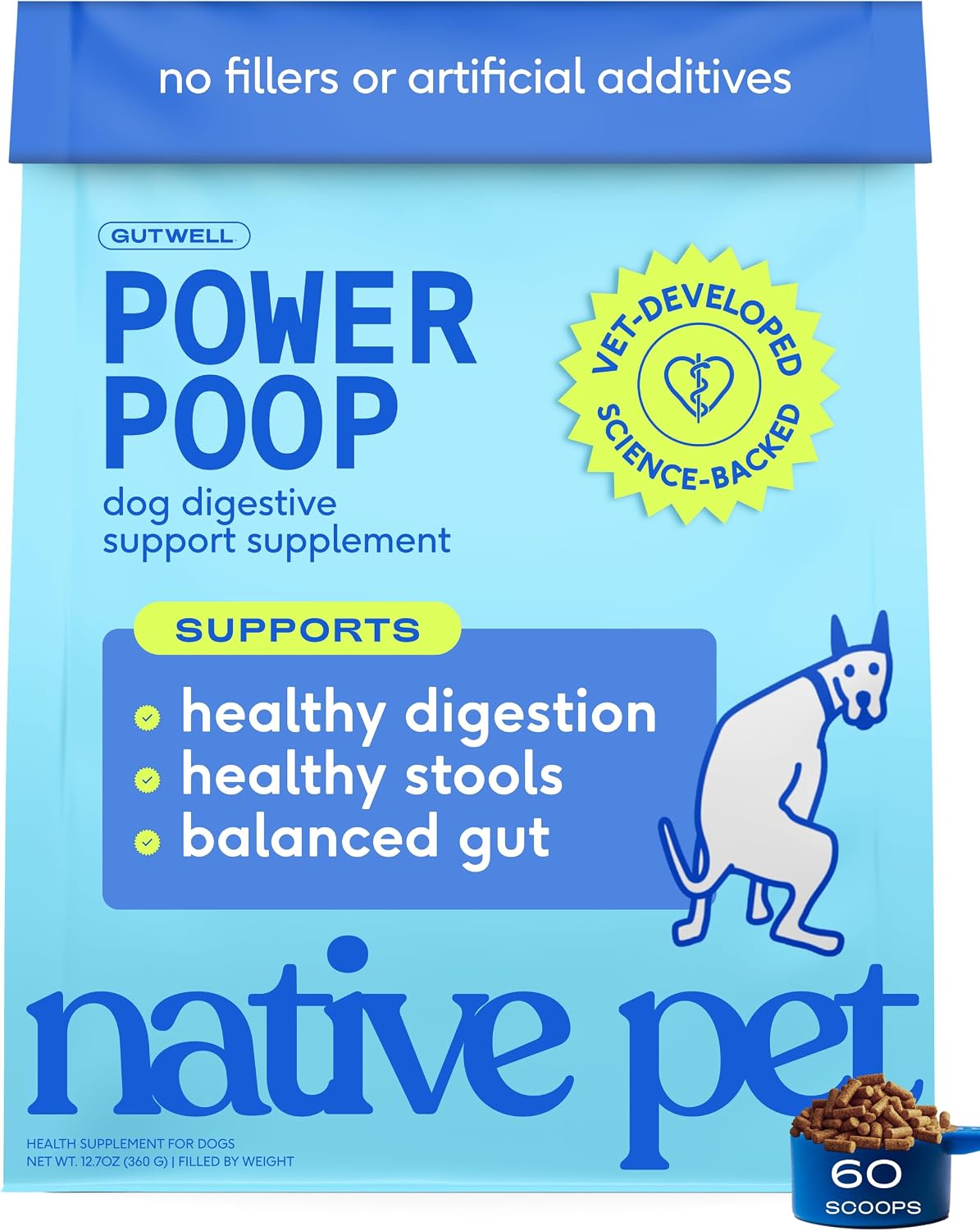 Native Pet Probiotics for Dogs – Dog Probiotic Powder for Gut & Digestive Health, Vet-Formulated 6B CFUs Dog-Specific Probiotic Strains