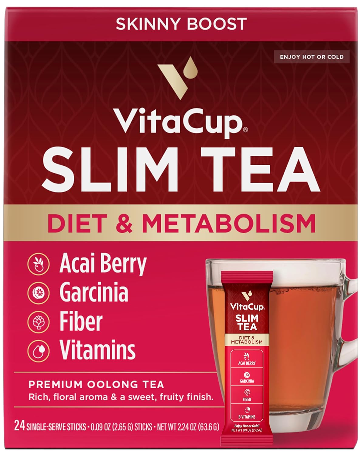 VitaCup Green Tea Instant Packets with Matcha, 16ct | B Vitamins, D3