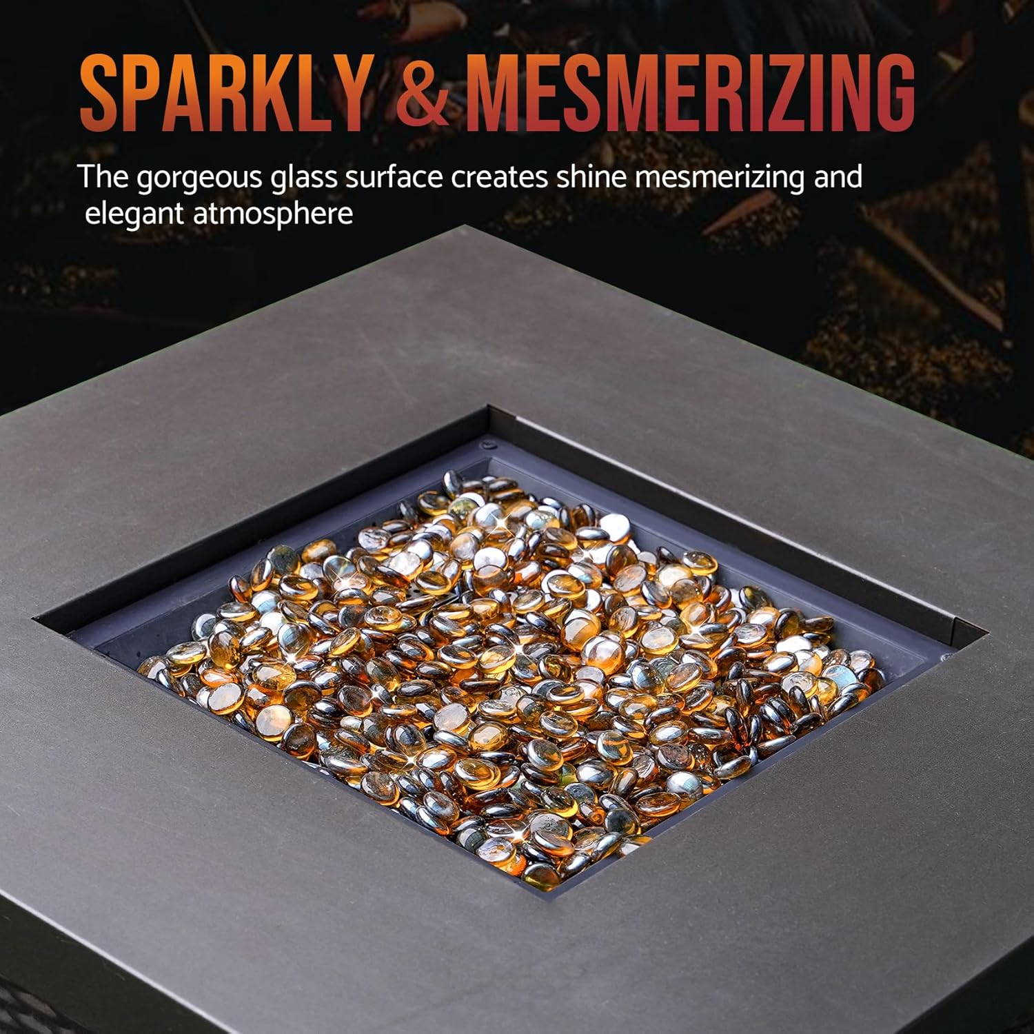 Skyflame 10-Pound Fire Glass Beads for Fire Pit Fireplace, Onyx Black