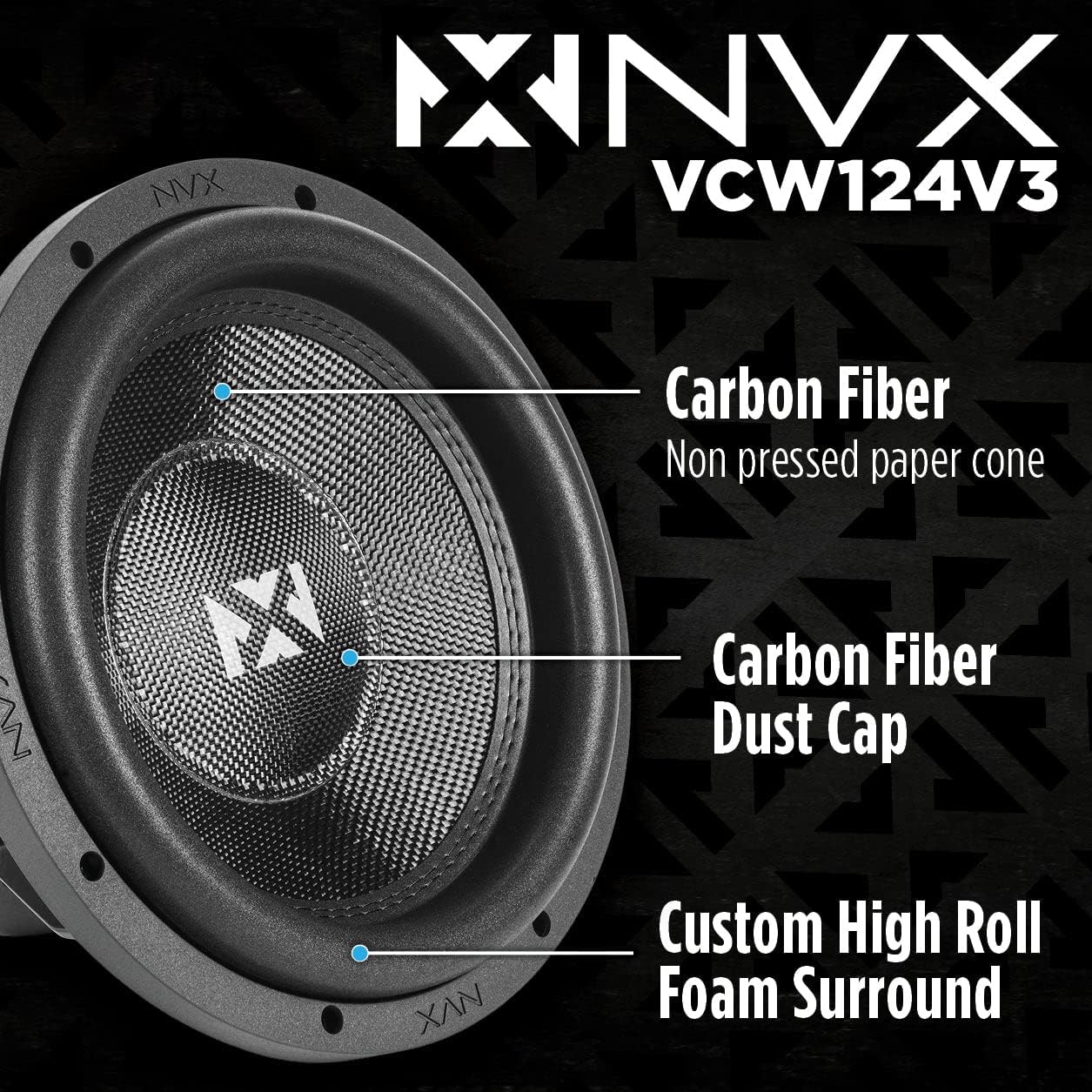 NVX VCW152v3 15" 3000 Watt Max (1500W RMS) Dual 2-Ohm VC-Series Car Subwoofer (VCW152 Version 3) | 3000 Watt Max (1500W RMS) Car Subwoofer