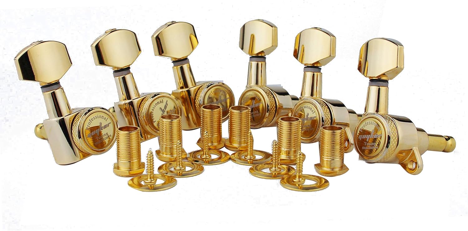 Guyker Guitar Locking Tuners (6 for Right) - 1:18 Lock String Tuning Key Pegs Machine Head with Hexagonal Handle Replacement for ST TL SG LP Style