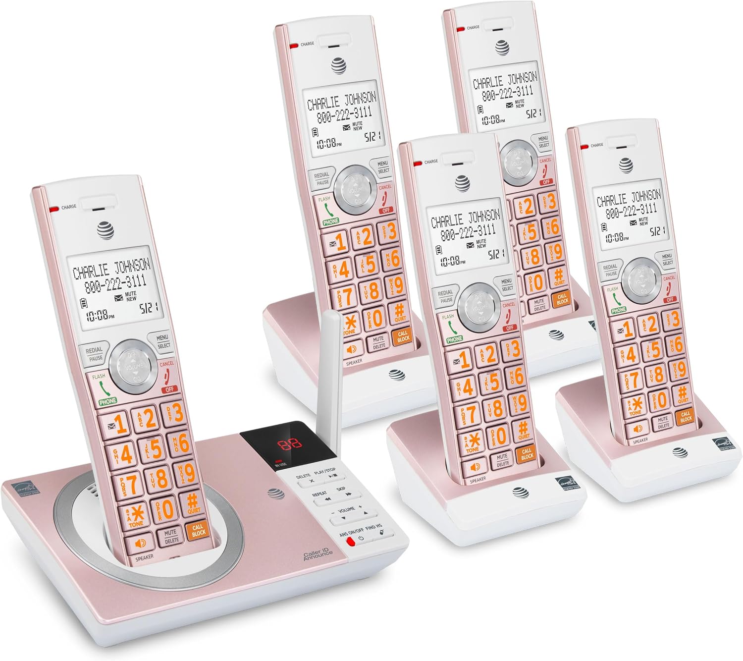 AT&T DECT 6.0 Expandable Cordless Phone with Answering System, Silver/Black with 3 Handsets