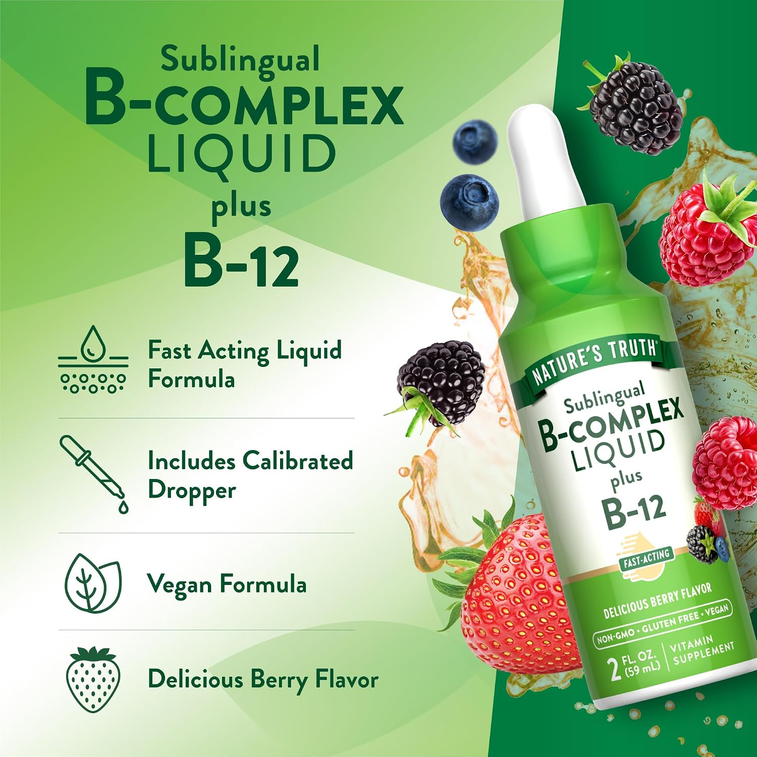 Nature's Truth Sublingual B Complex | with B12 | 2 Fluid Ounces