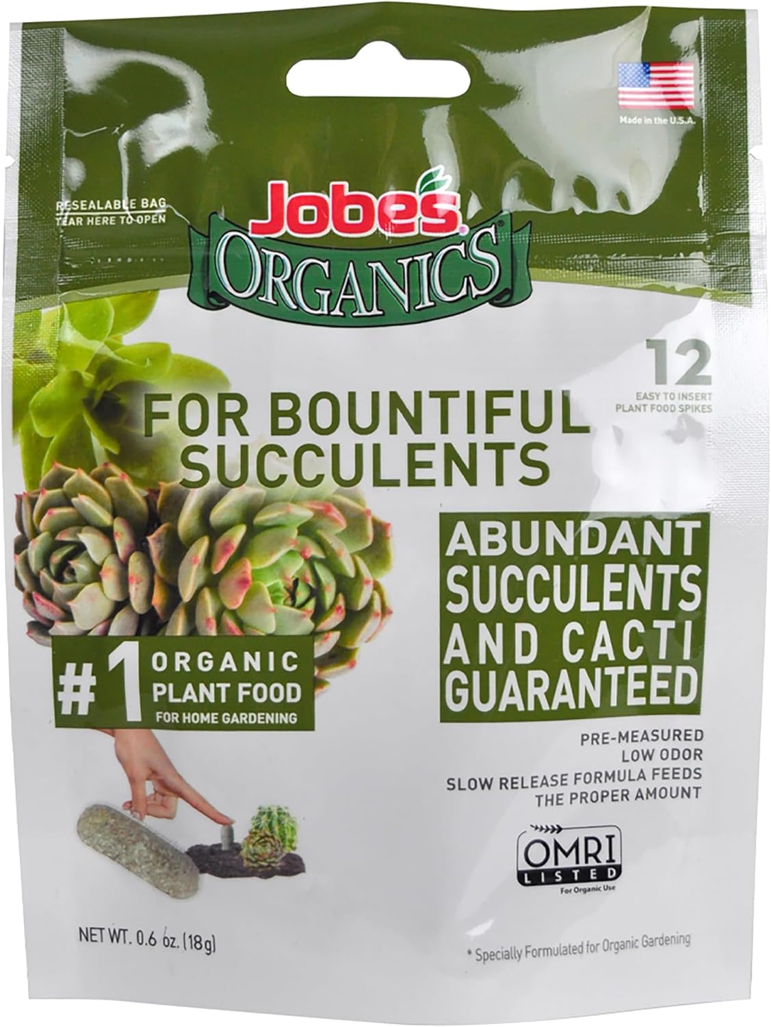 Jobe’s Organics All Purpose Fertilizer Spikes, Easy Plant Care Fertilizer for Vegetables, Flowers, Shrubs, Trees, and Plants, 50 Count
