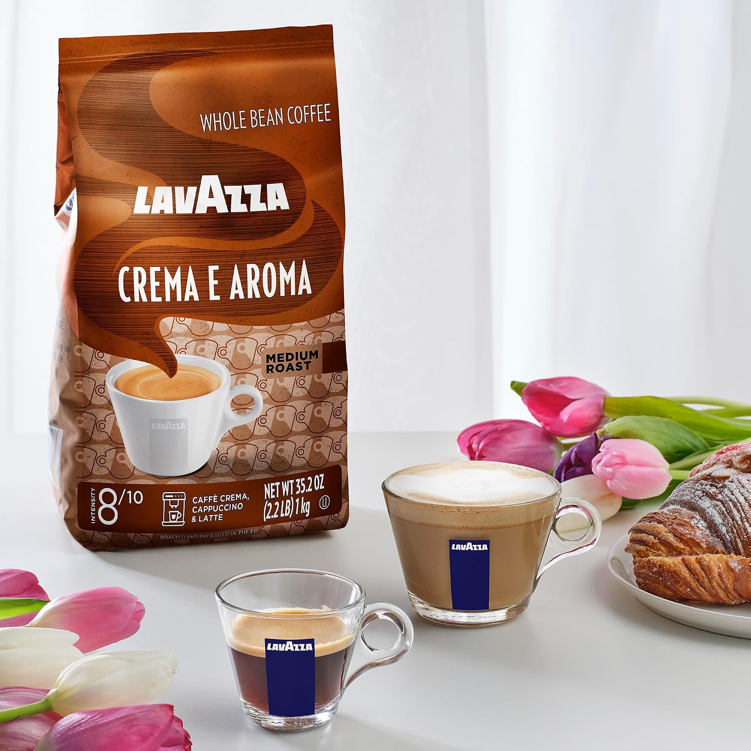 Lavazza Super Crema Whole Bean Coffee, Medium Espresso Roast, Arabica and Robusta Blend, 2.2 lb Bag, Package May Vary (Pack of 1)