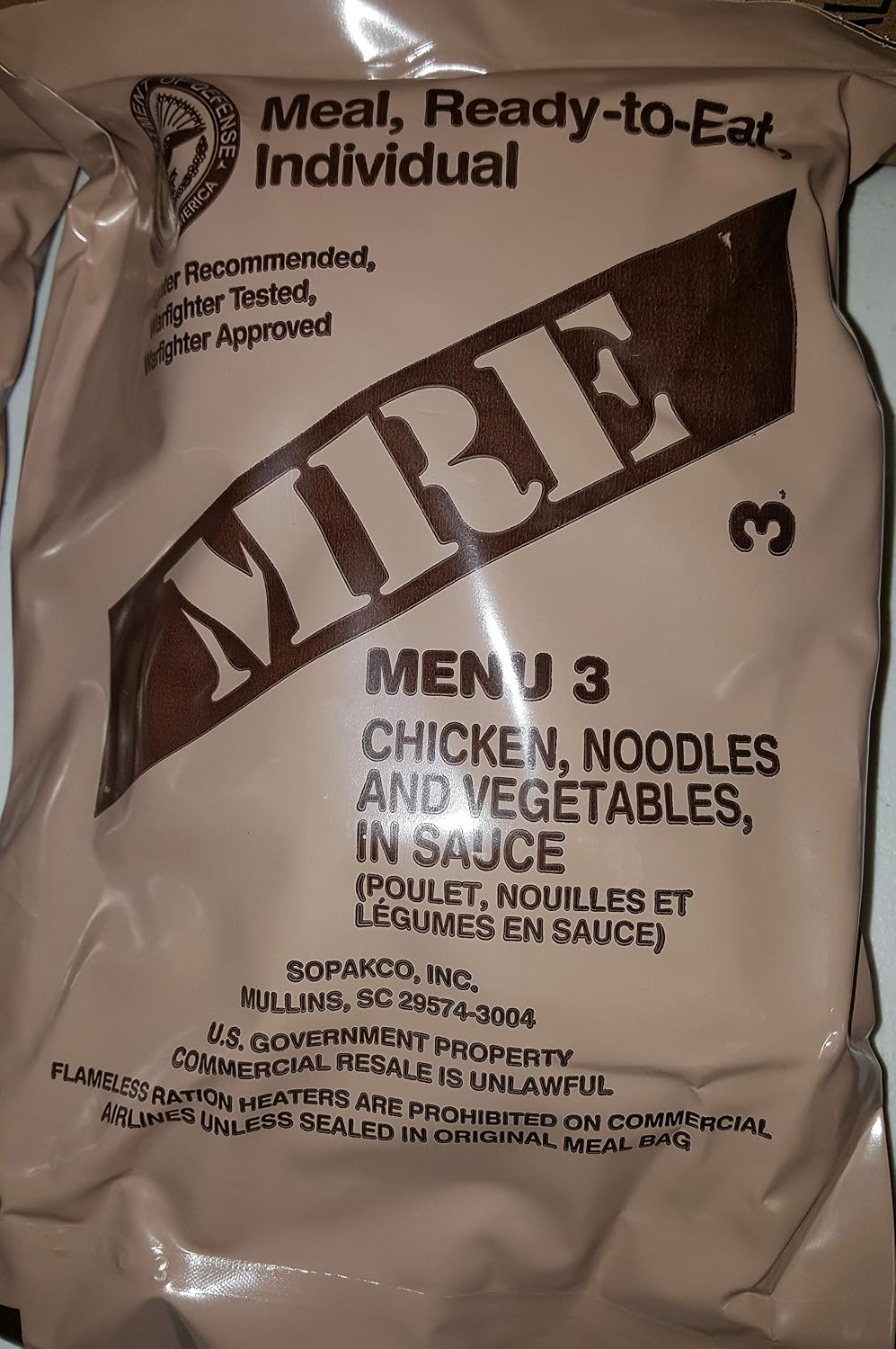 2021 Genuine Military MRE Meals Ready to Eat with Inspection Date 2021 or Newer (Chicken Noodle)