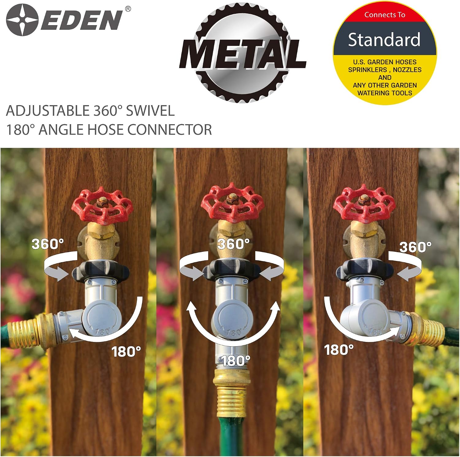 Eden 20051 Adjustable 180° & 360° Metal Swivel Connector
