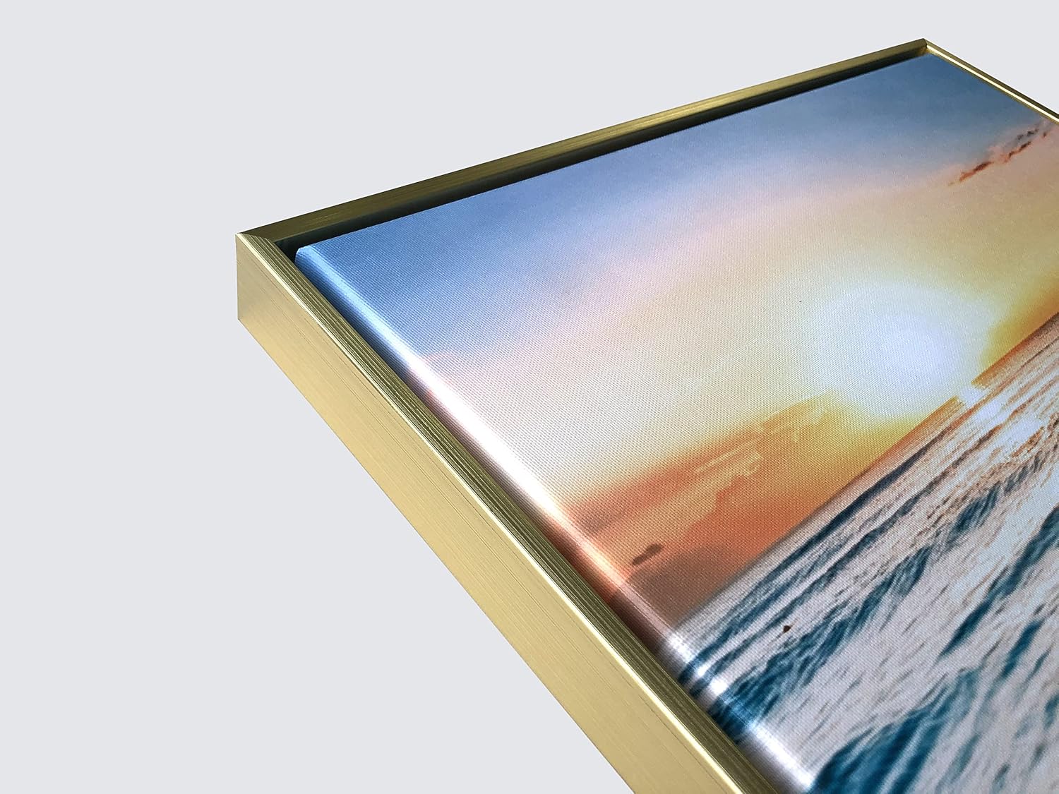 Wieco Art 3 Panel Blue Beach Canvas Wall Art for Home Decor Sunset White Wave Beach Pictures on Canvas Sea View Canvas Prints Artwork for Wall Decor