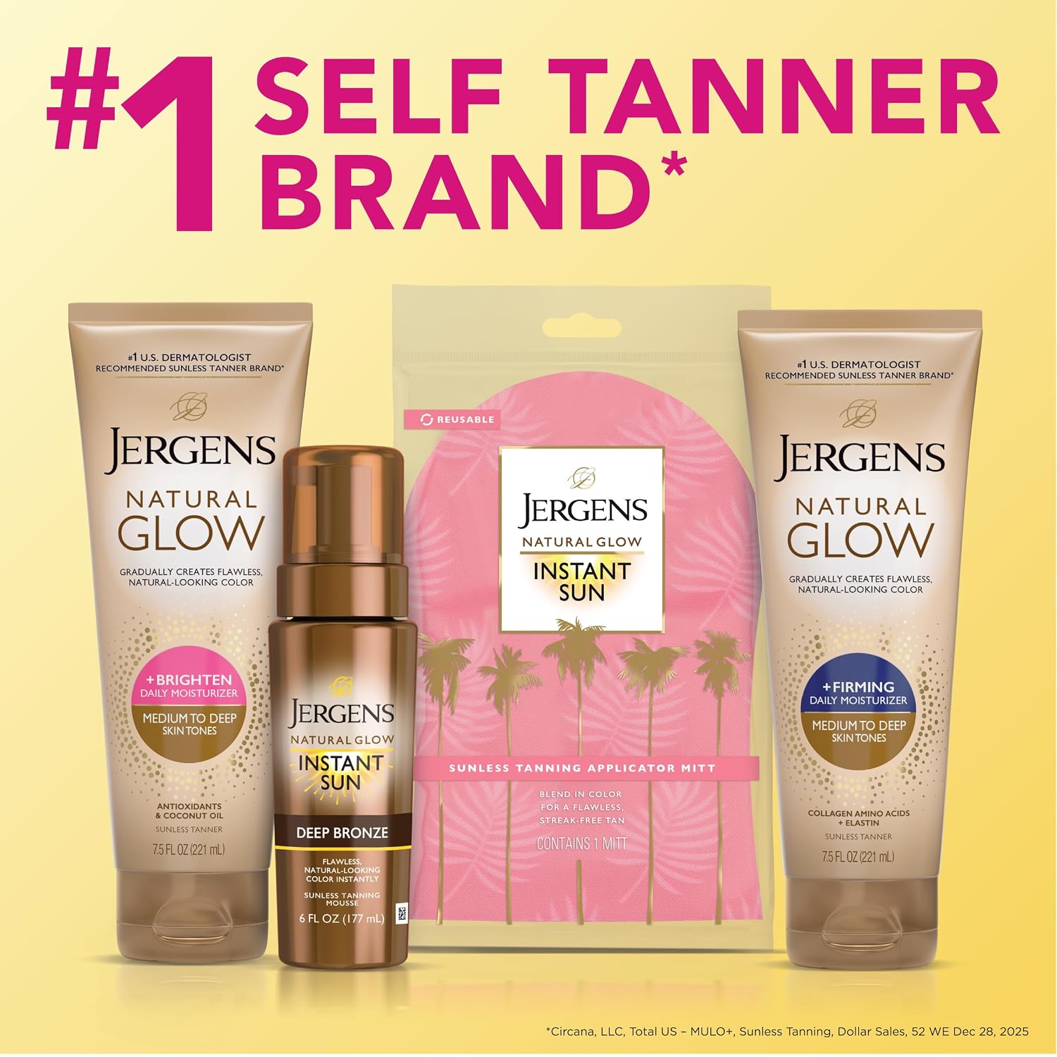 Jergens Natural Glow Self Tanner Body Lotion, Sunless Tanning, Medium to Deep Skin Tone, Daily Moisturizer with Coconut Oil, Vitamin E and Antioxidants, 7.5 Oz | Sunless Tanning, Daily Moisturizer, Coconut Oil, Vitamin E & Antioxidants, Gradual Color Dev…