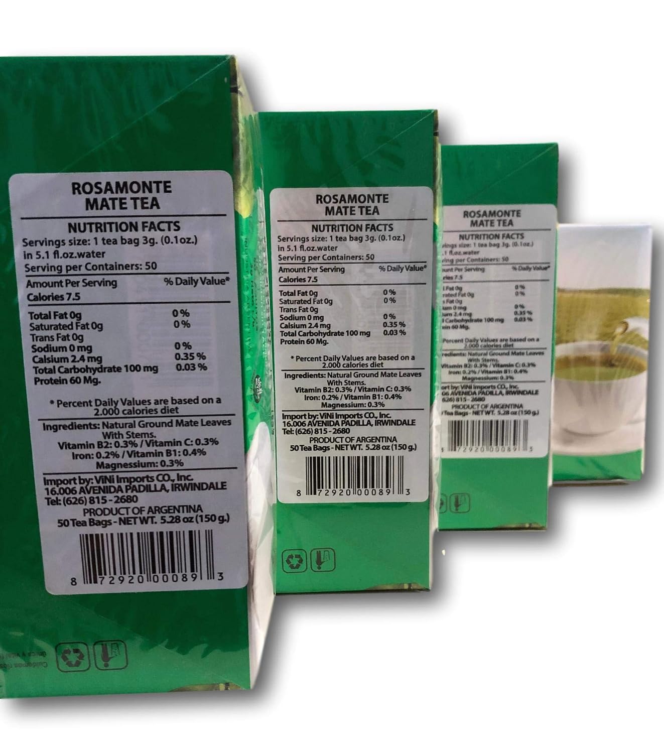 Rosamonte Yerba Mate Tea Bags Original (50 bags) - Mate Cocido - 4 pack
