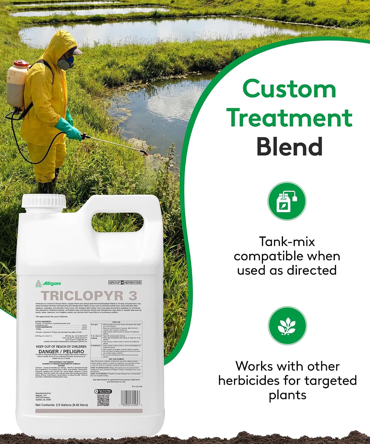 ALLIGARE -Triclopyr 3 Herbicide - Selective Weed Killer for Woody Plants, Grass, & Brush - Ideal for Forests, Non-Crop Areas