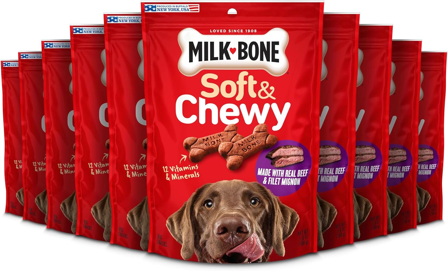 Milk-Bone Soft & Chewy Dog Training Treats, 25 oz Canister | Made with real chicken breast, soft dog treats for training and rewarding, 18% protein, fortified with vitamins and minerals