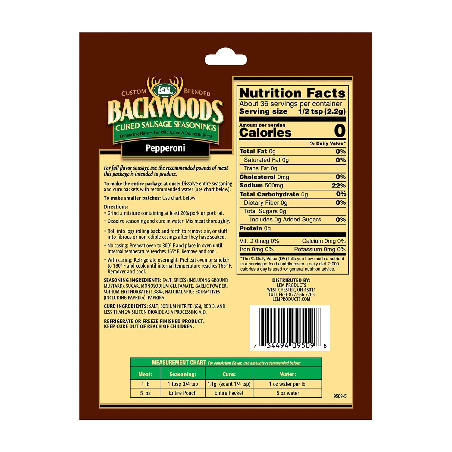 LEM Backwoods Cured Sausage Seasoning with Cure Packet, Jalapeno Summer Sausage