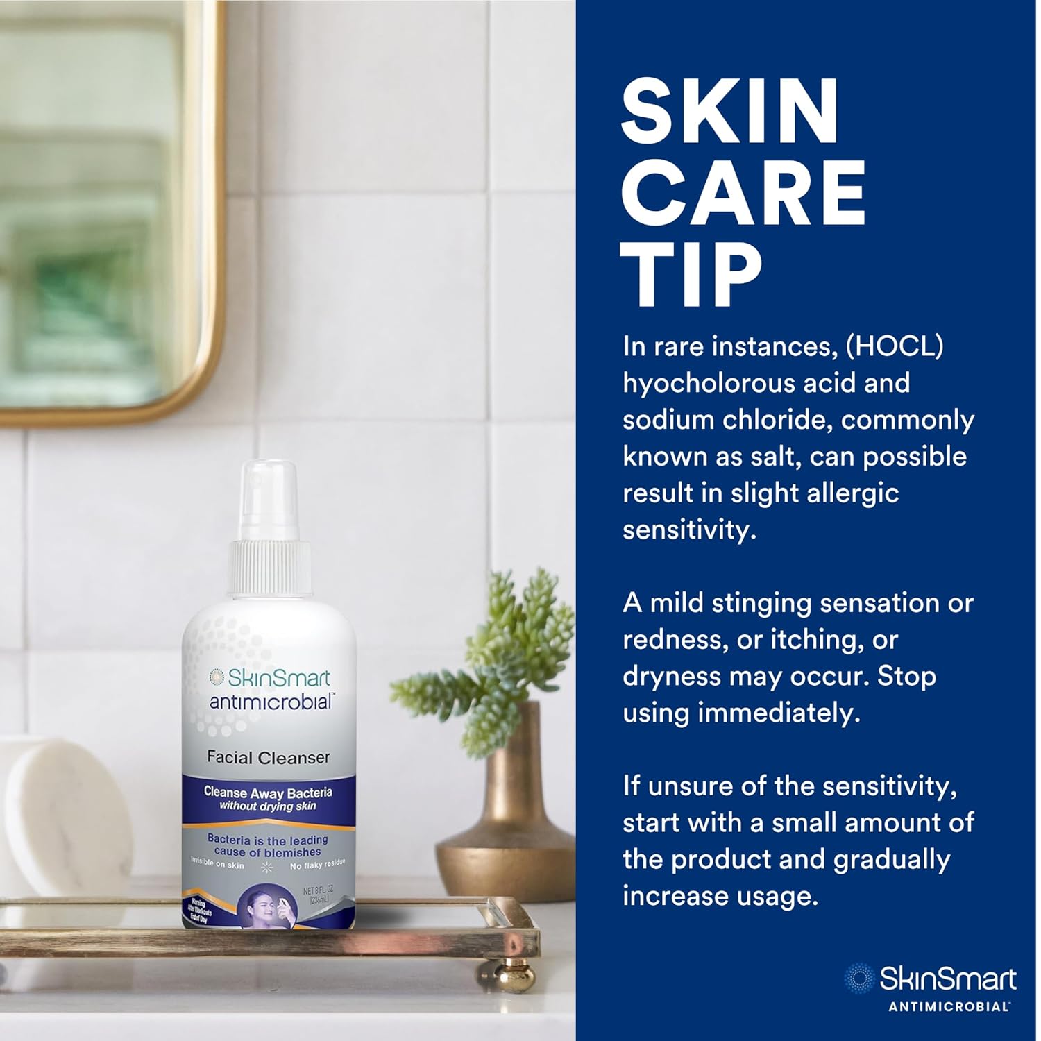 SkinSmart Antimicrobial Facial Cleanser for Breakouts and Blemishes, 8 oz
