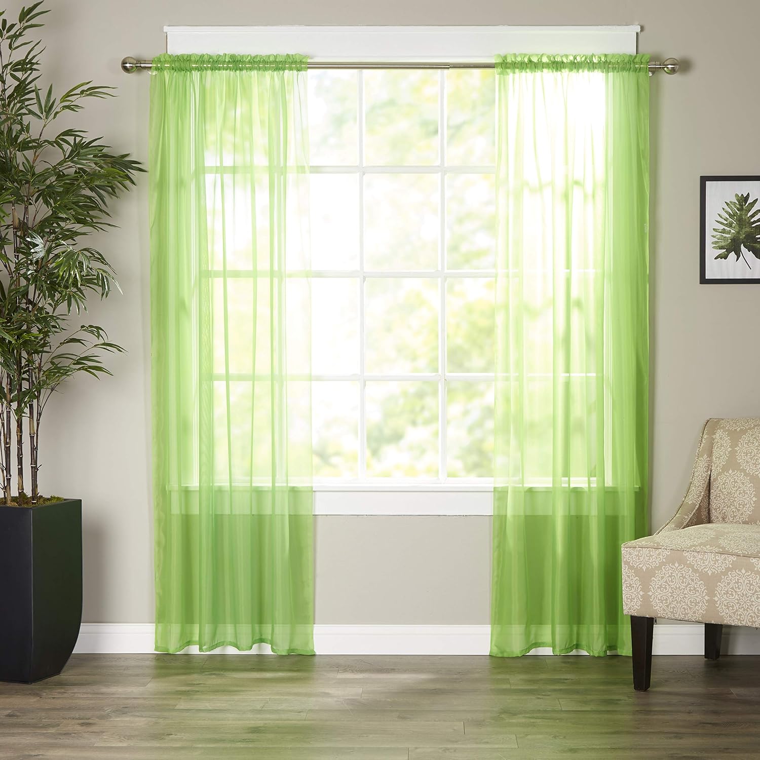Elegant Comfort Luxury Sheer Curtains, Window Treatment Curtain Panels with Rod Pocket for Kitchen, Bedroom and Living Room (55 x 216-inches Long)