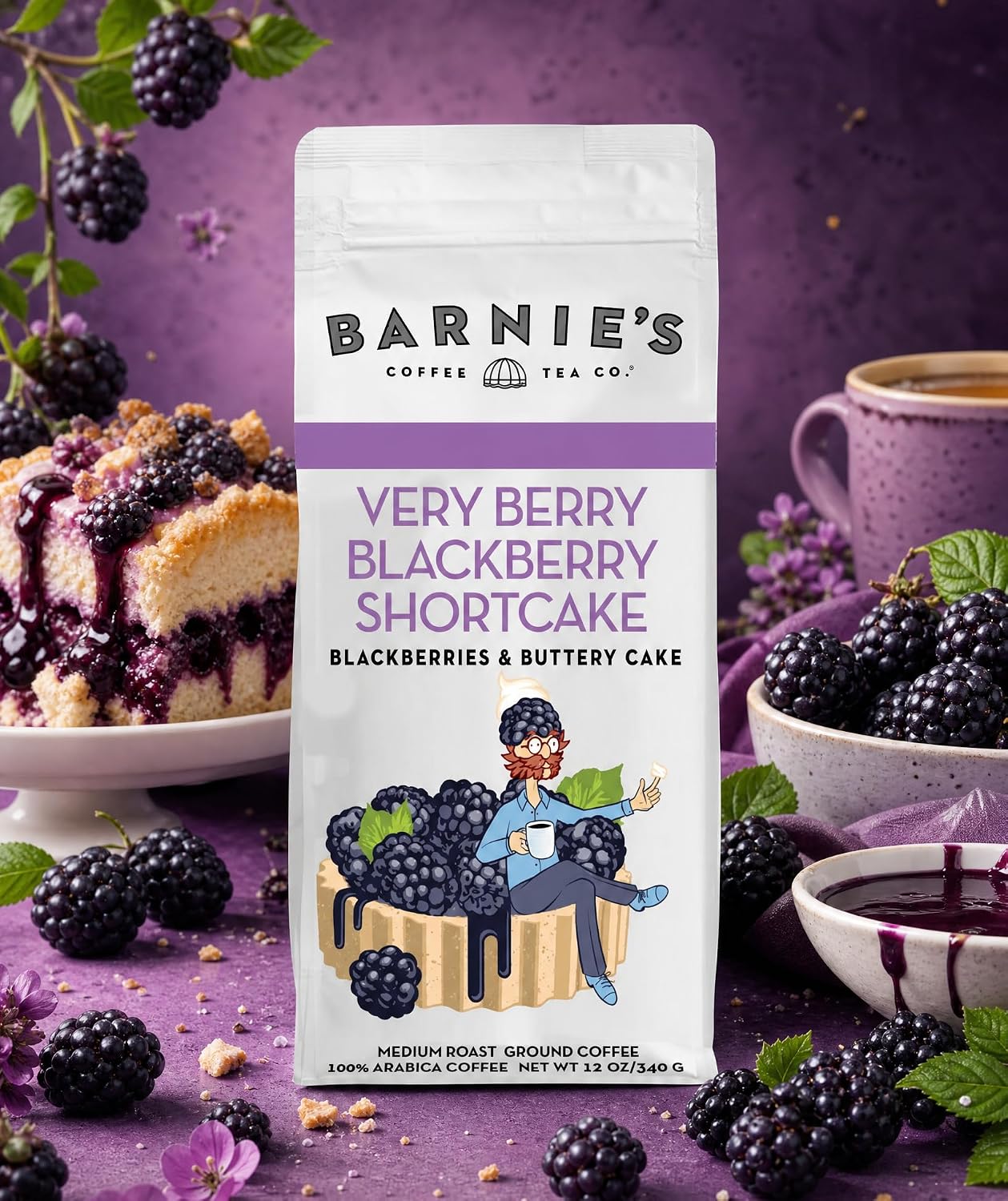 Barnie's Coffee English Salted Toffee Ground Coffee with Caramel, Molasses and Salted Creamy Butter Flavors, Medium Roasted Arabica Coffee Beans